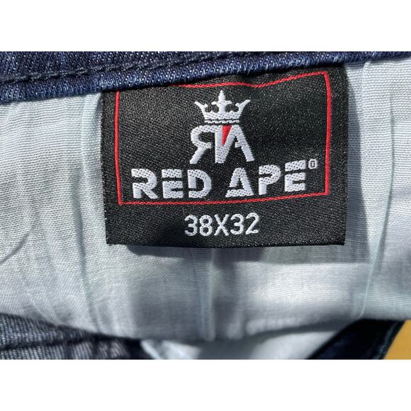 VTG Red Ape Jeans 38x32 Moto Style Distressed Paint Splatter Baggy Grunge READ - Picture 9 of 9